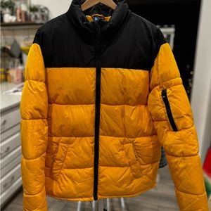 H&M yellow and black bubble jacket M